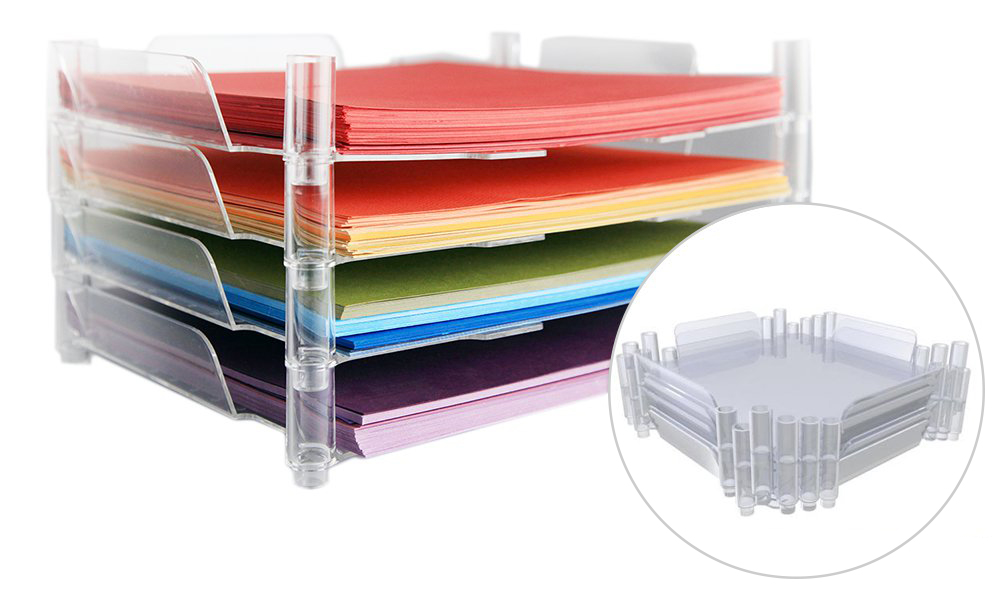 Stackable Acrylic Paper Trays Retail Packaged  ̹ ˻