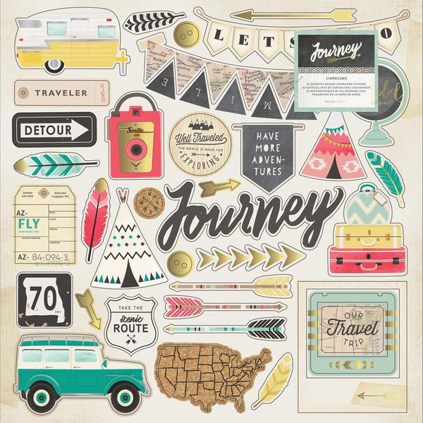 Crate Paper Journey Chipboard Stickers