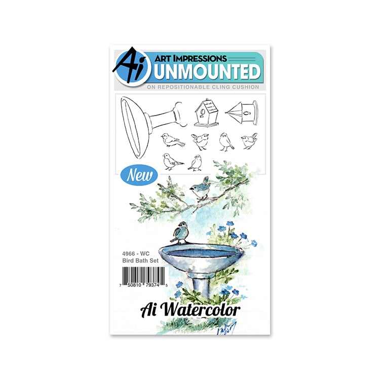 Download Art Impressions Watercolor Bird Bath Stamp Set