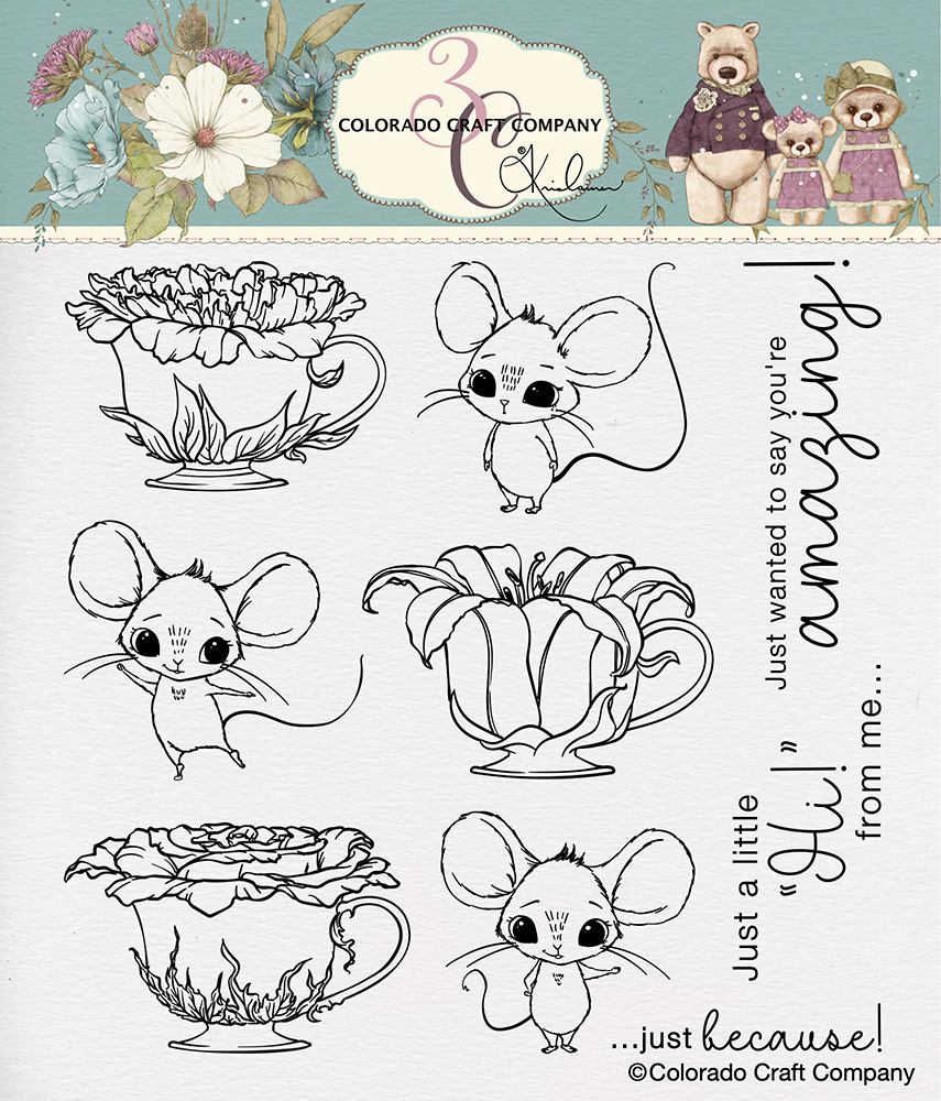 Colorado Craft Company Stamps - Teacups & Mice