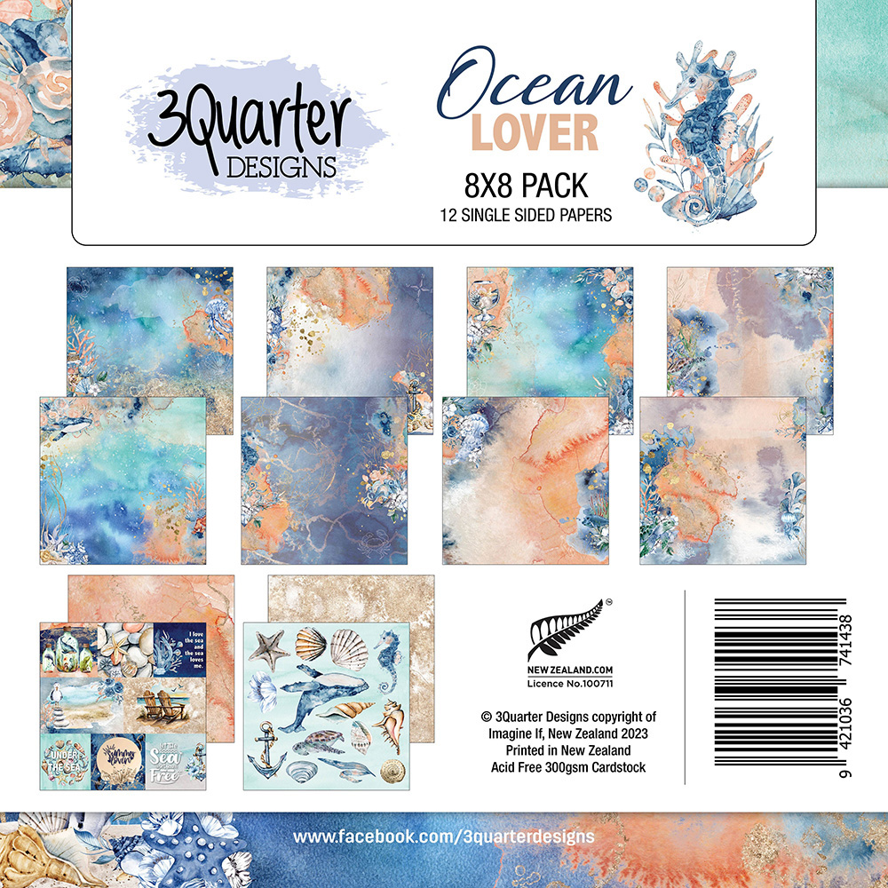 3Quarter Designs Ocean Lovers Collection 8 x 8 Paper Pack