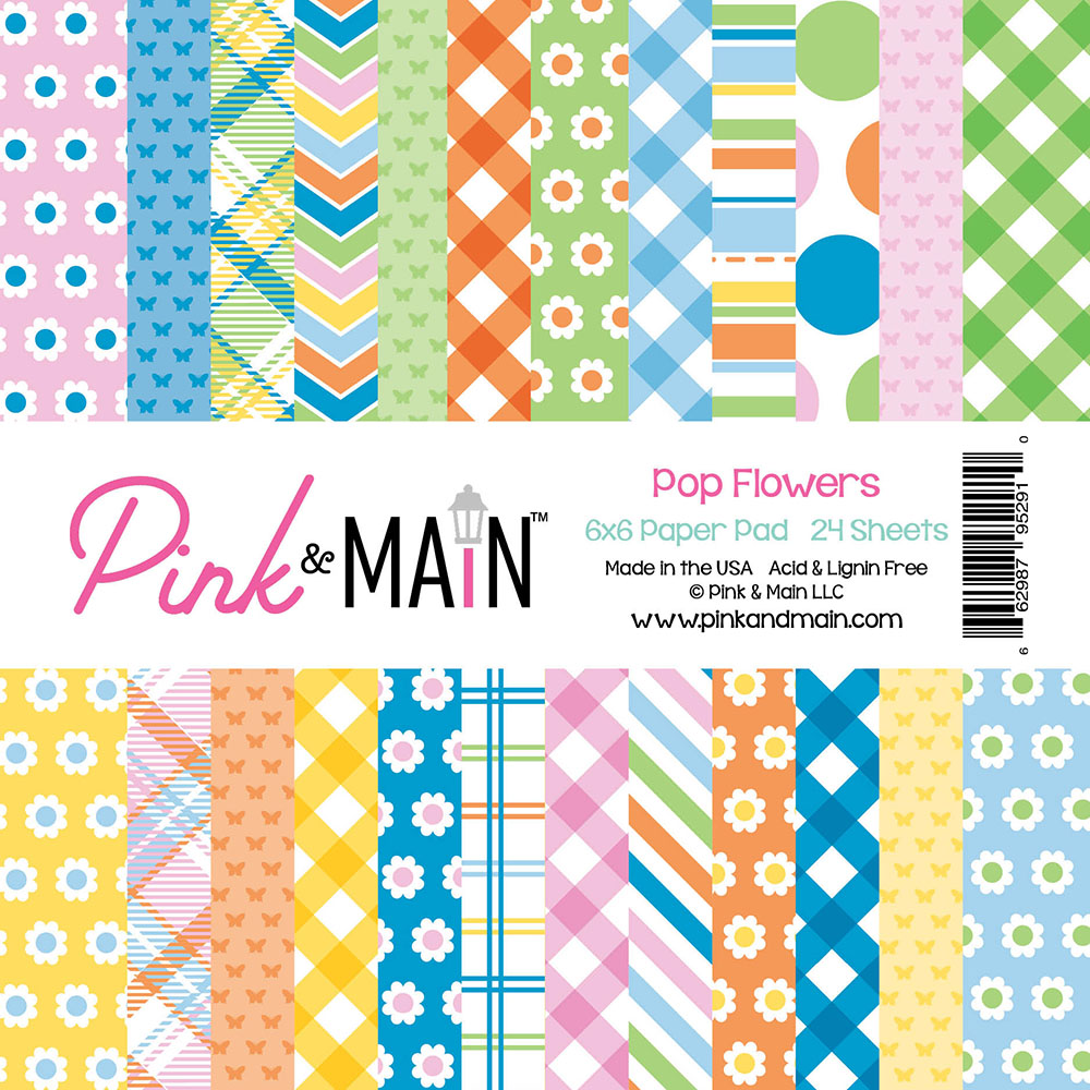 Pink & Main Patterned Paper - Pop Flowers - 6x6 inch