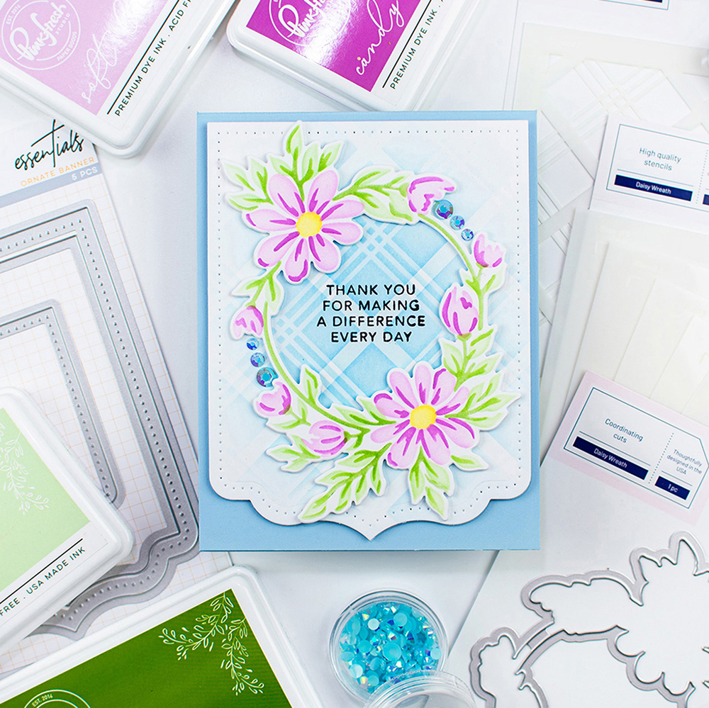 Pinkfresh Studio Layering Stencils Daisy Wreath
