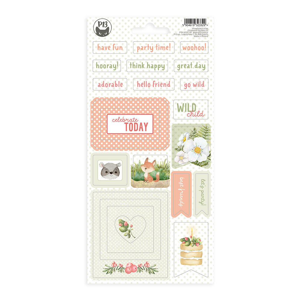 P13 Woodland Cuties Collection Chipboard Stickers 01