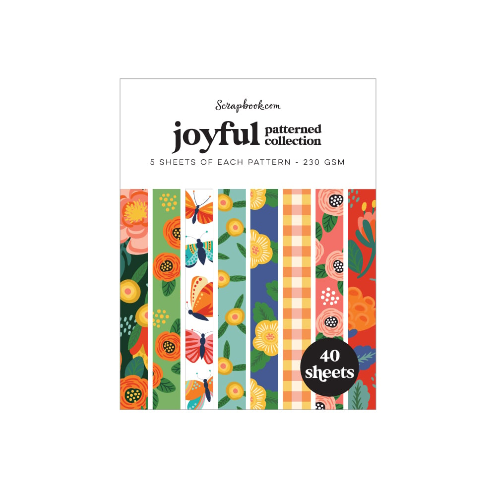 Joyful Patterned Paper - A2 size - 40 Sheets