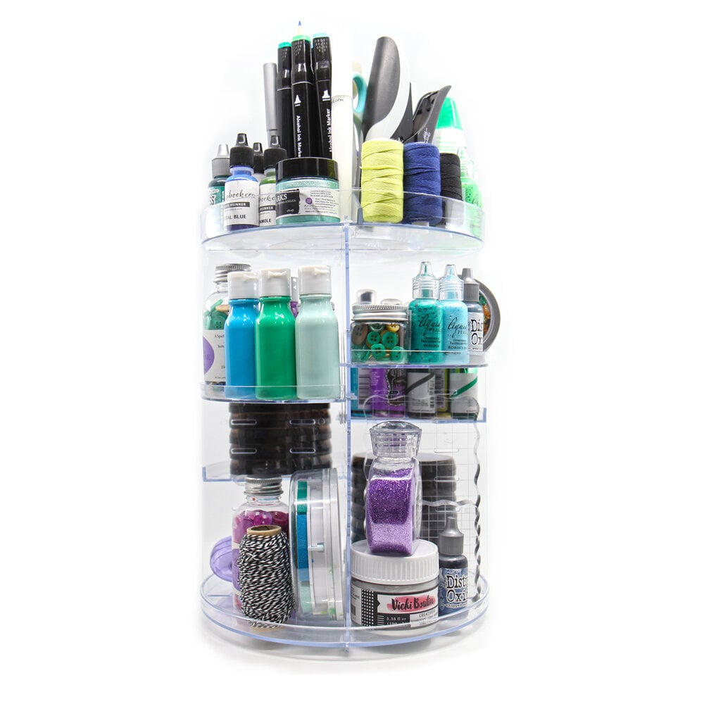 360 Craft Tower Clear Rotating Organizer With Shelves