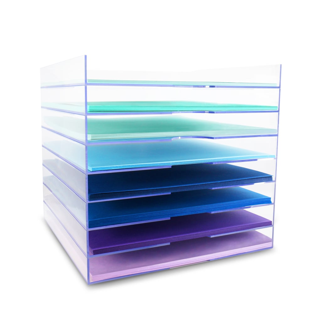 Modern 12x12 Stackable Paper Trays Clear 8 Pack