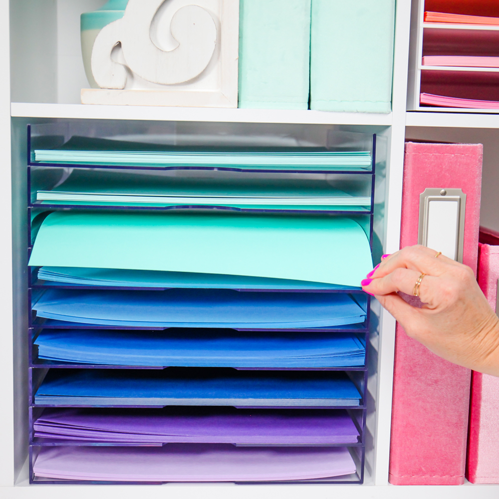 Modern 12x12 Stackable Paper Trays Clear 2 Pack