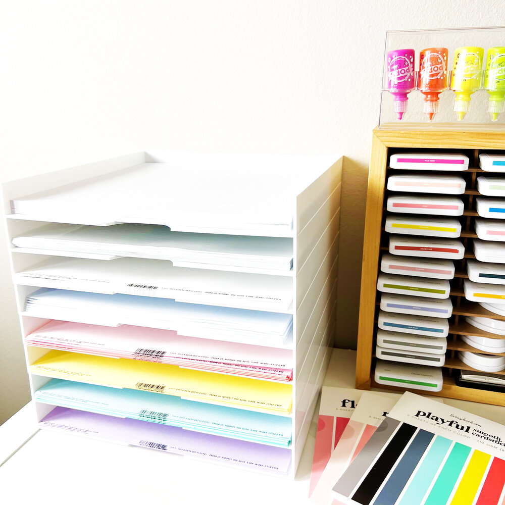 Modern 12x12 Stackable Paper Trays White 4 Pack