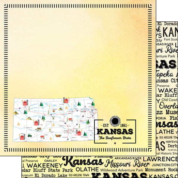 Scrapbook Customs Postage Map Kansas Paper