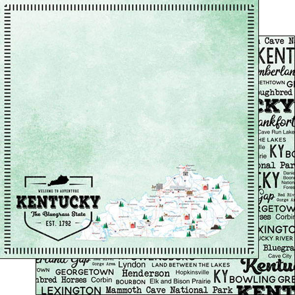 Scrapbook Customs Postage Map Kentucky Paper
