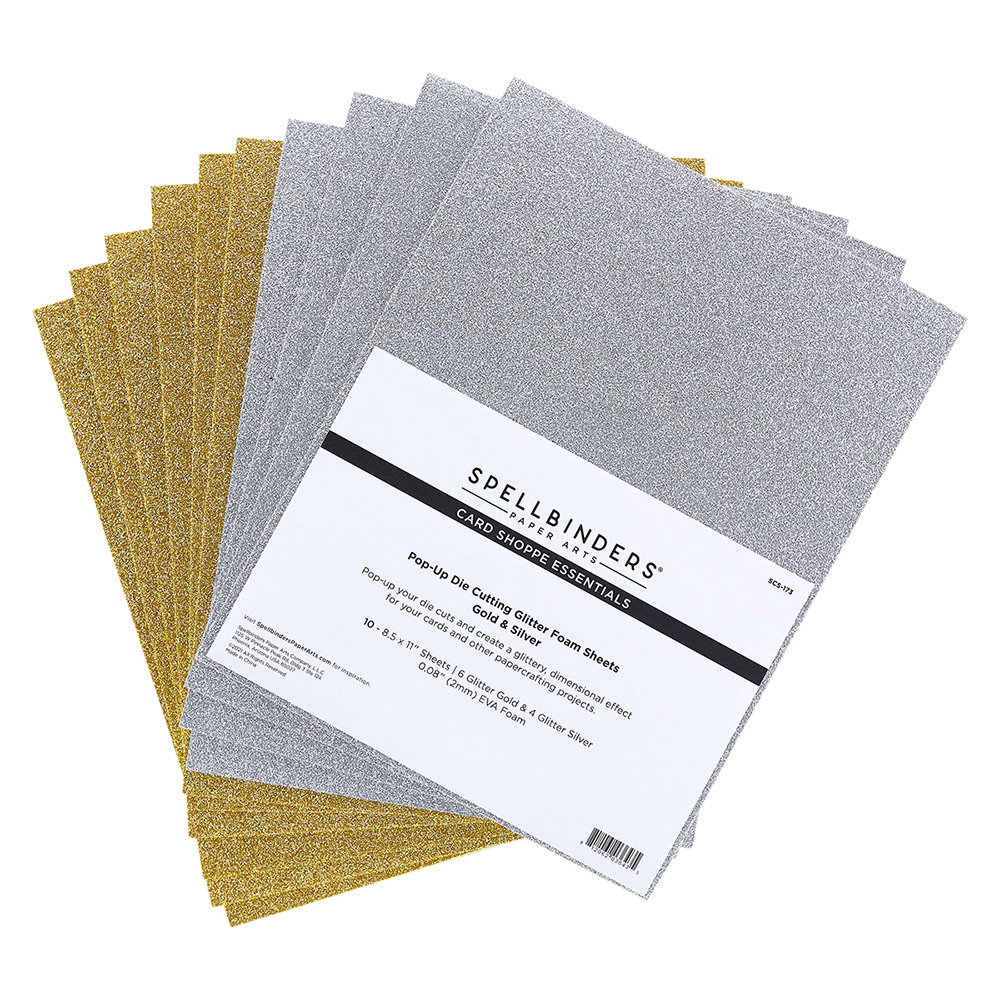 Spellbinders Glitter Foam Sheets Gold/Silver - 10 pk.