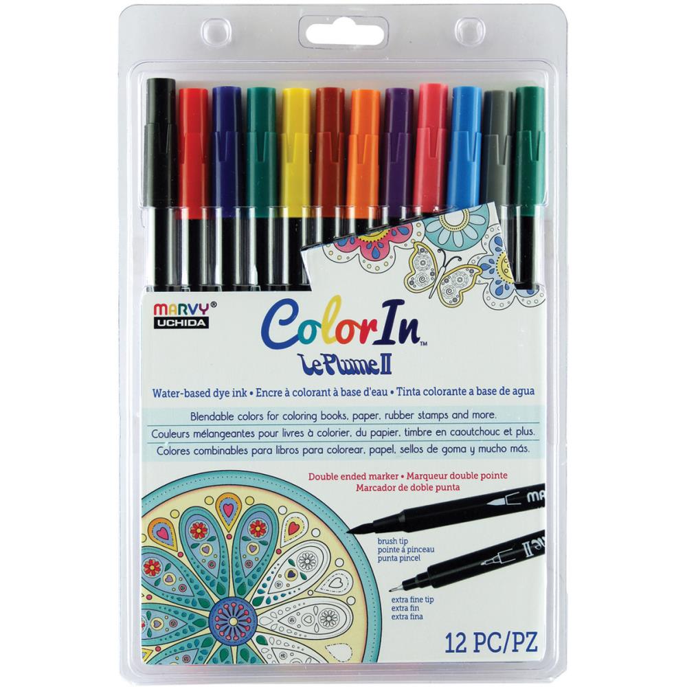 Marvy Uchida Le Plume II Primary Brush Markers