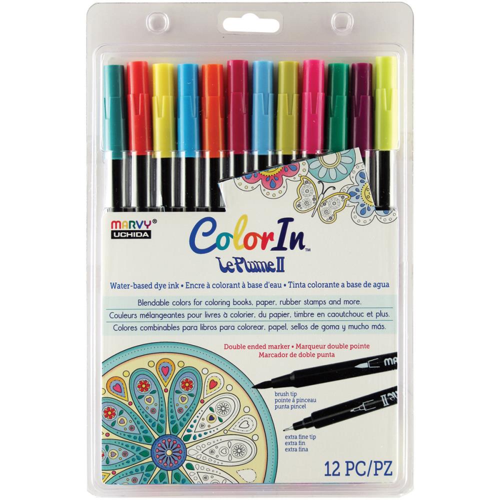 Marvy Le Plume II Bright 12 pk Dual Markers