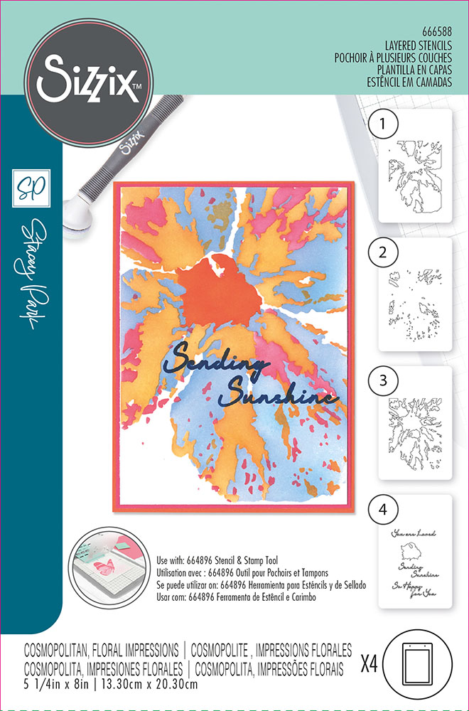 Sizzix/Stacey Parks Cosmopolitan - Floral Impressions Layered Stencil