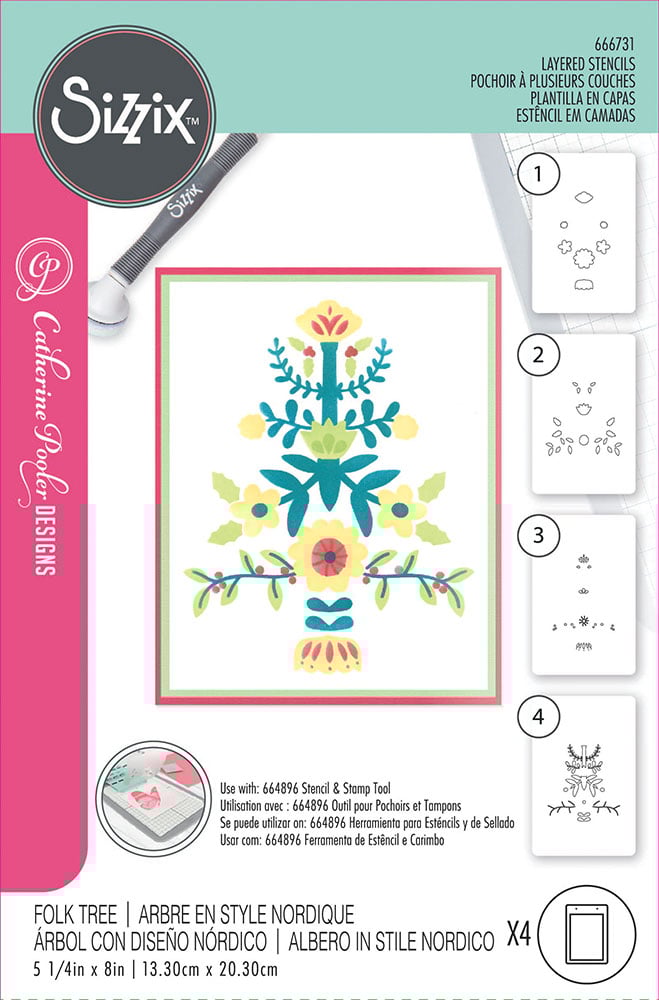 Sizzix/Catherine Pooler Layered Stencils - Folk Tree Sizzix/Catherine Pooler Layered Stencils - Folk Tree